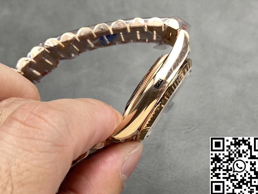 QF Tungsten Gold 36mm M128235-0085 v5 Date Factory Day Dial Steel Rose Blue Rolex 0327